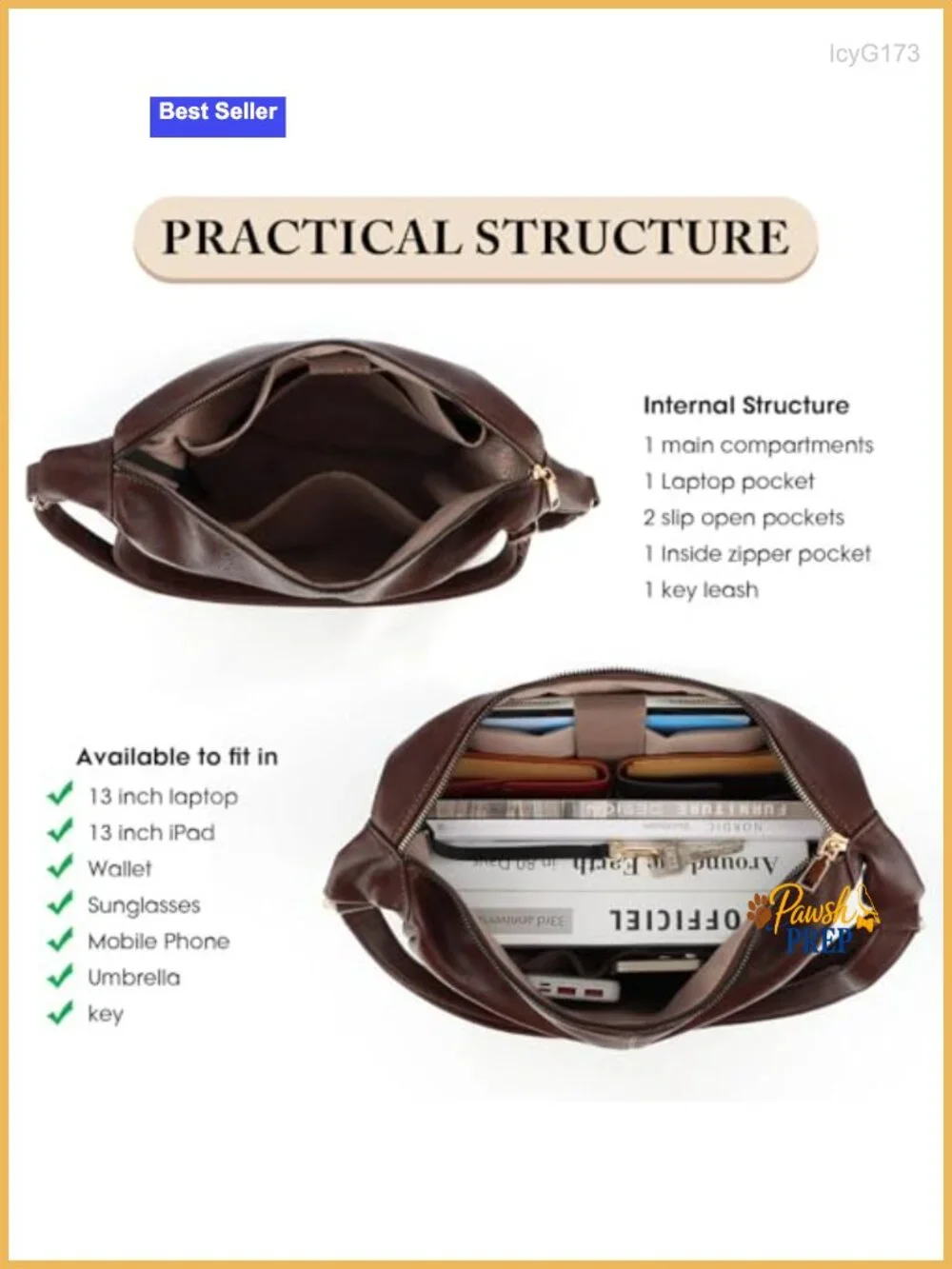 Foldable Leather Hobo Bag for Women - Slouchy Shoulder Handbag Crossbody